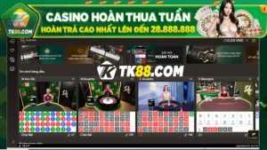 TK88 tặng tiền hoàn thua cho người chơi tại sảnh casino 